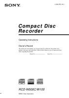 Sony RCD-W100 - Service Manual